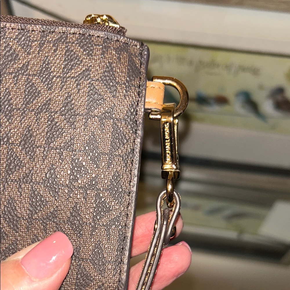 Michael Kors Dark Brown Wristlet with Gold Accents - Picture 12 of 15